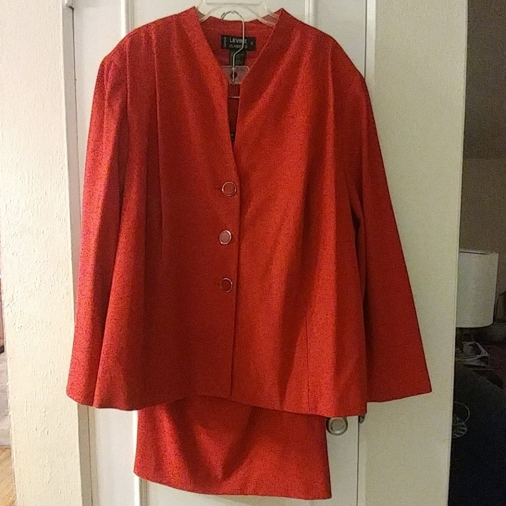 Red skirt suit